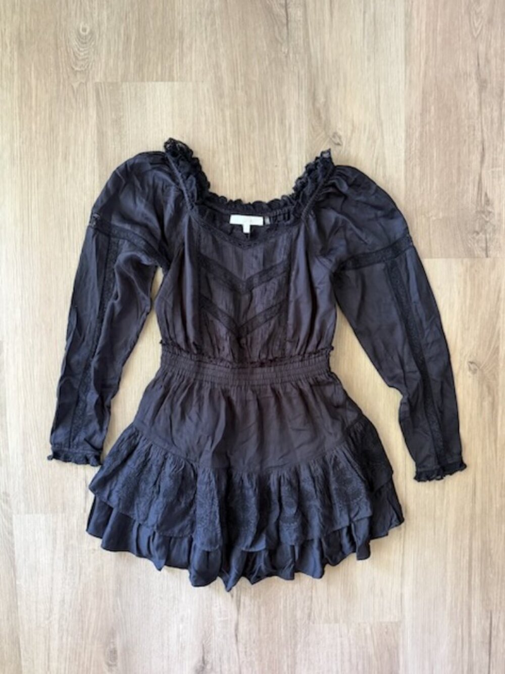 LoveShackFancy Sanaya Dress Black Viscose Sz P